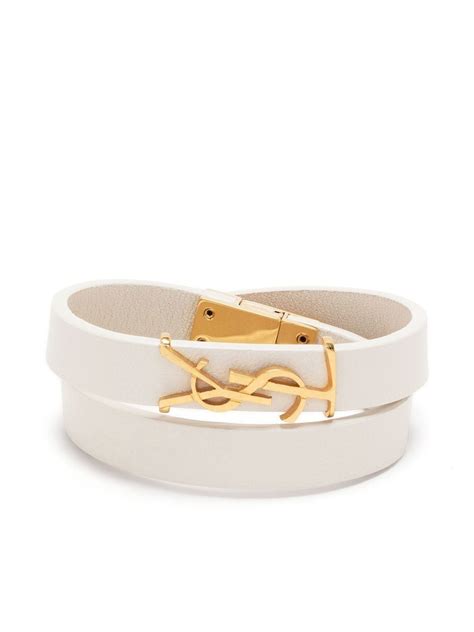 ysl monogram-plaque leather bracelet|farfetch YSL bracelets.